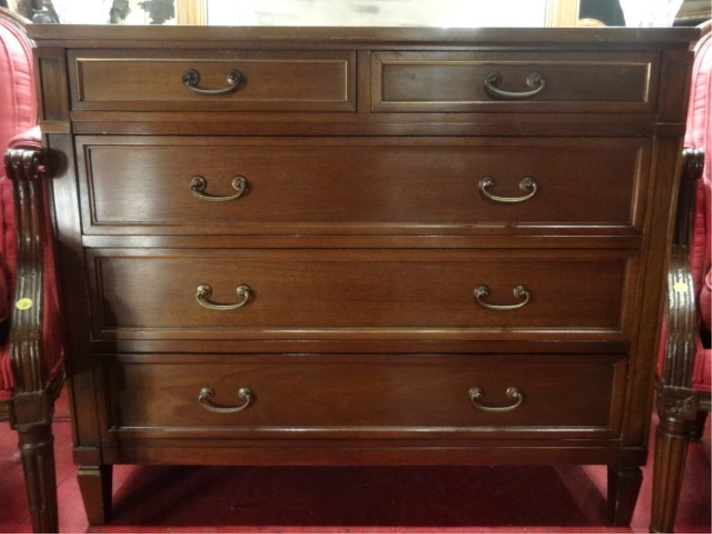 MADDOX MAHOGANY 5 DRAWER CHEST, BRASS PULLS, #2 OF TWO (1 of 5)