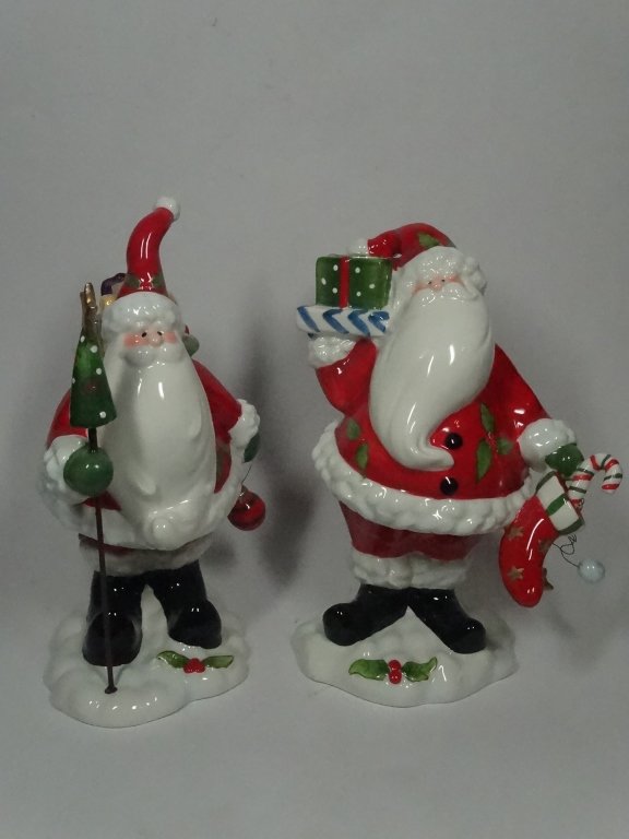 PAIR PORCELAIN SANTA CLAUSE CANDLE HOLDERS, CHRISTMAS (1 of 6)