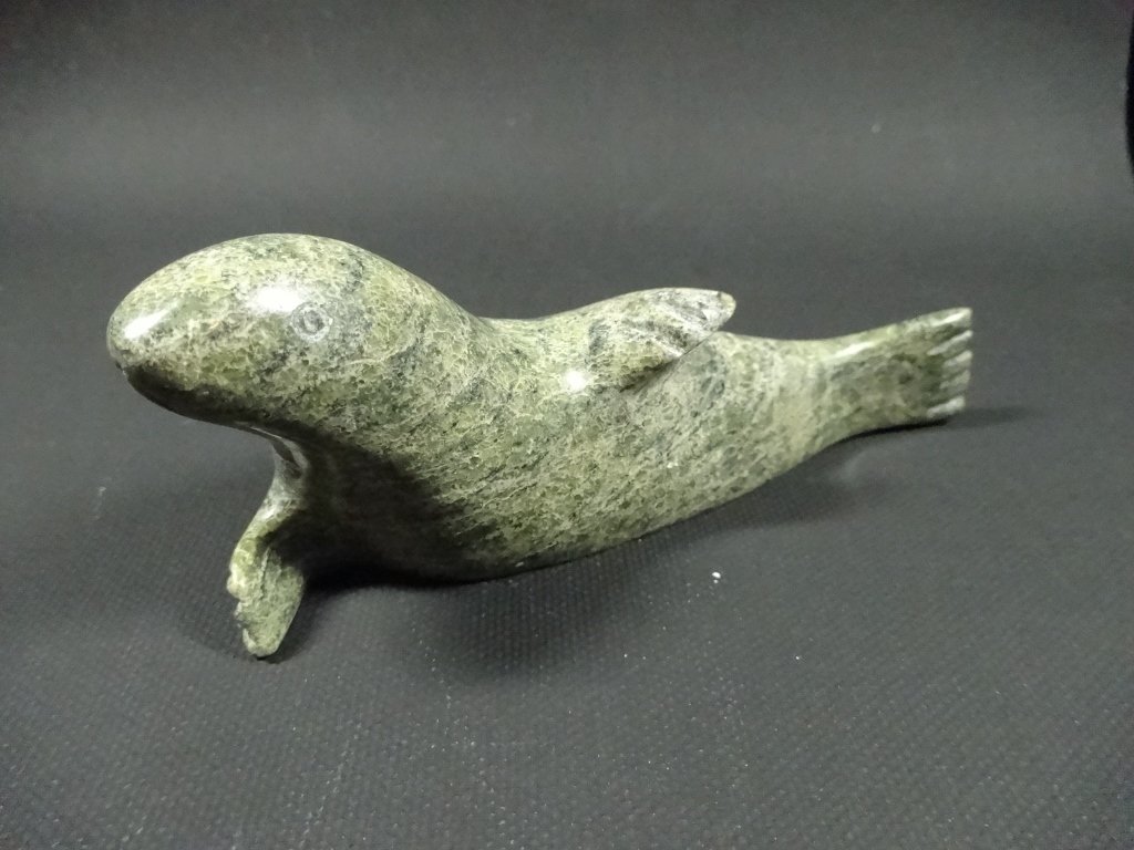 INUIT (CANADIAN ESKIMO) CARVED SOAPSTONE SEAL, APPROX: INUIT (CANADIAN ESKIMO) CARVED SOAPSTONE SEAL, APPROX 4.5"L, SKU9312