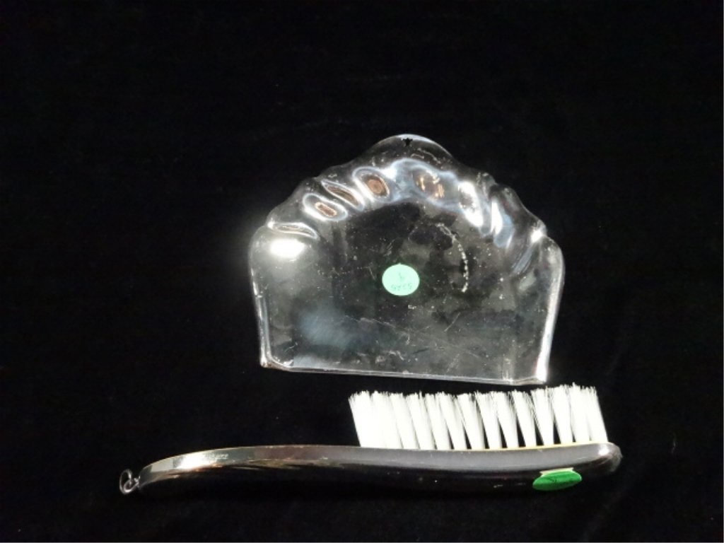 SILVER PLATE CRUMB BRUSH AND PAN, BRUSH APPROX 7.5"W, (1 of 5)