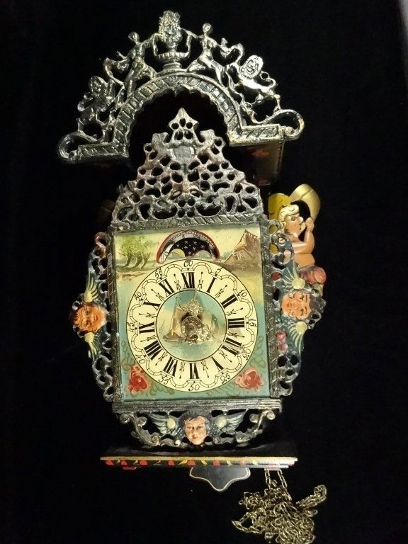 ORNATE FRENCH MORBIER COMTOISE CLOCK WITH POLYCHROME (1 of 6)