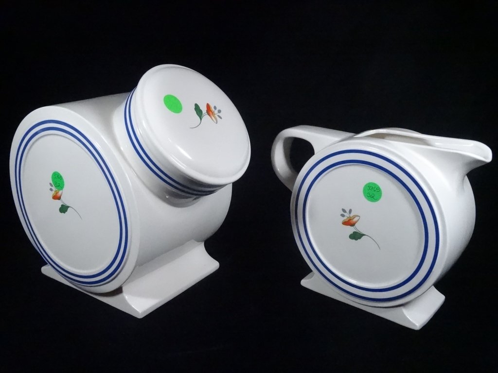 2 PC HANDPAINTED CANISTER & PITCHER SET, APPROX 10" X (1 of 10)
