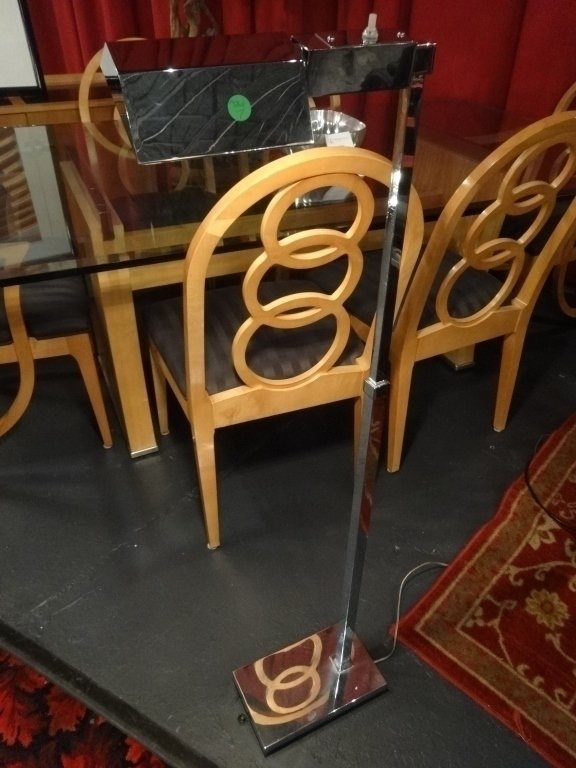 CASELLA CHROME FLOOR LAMP, RECTANGULAR BASE, ADJUSTABLE (1 of 4)