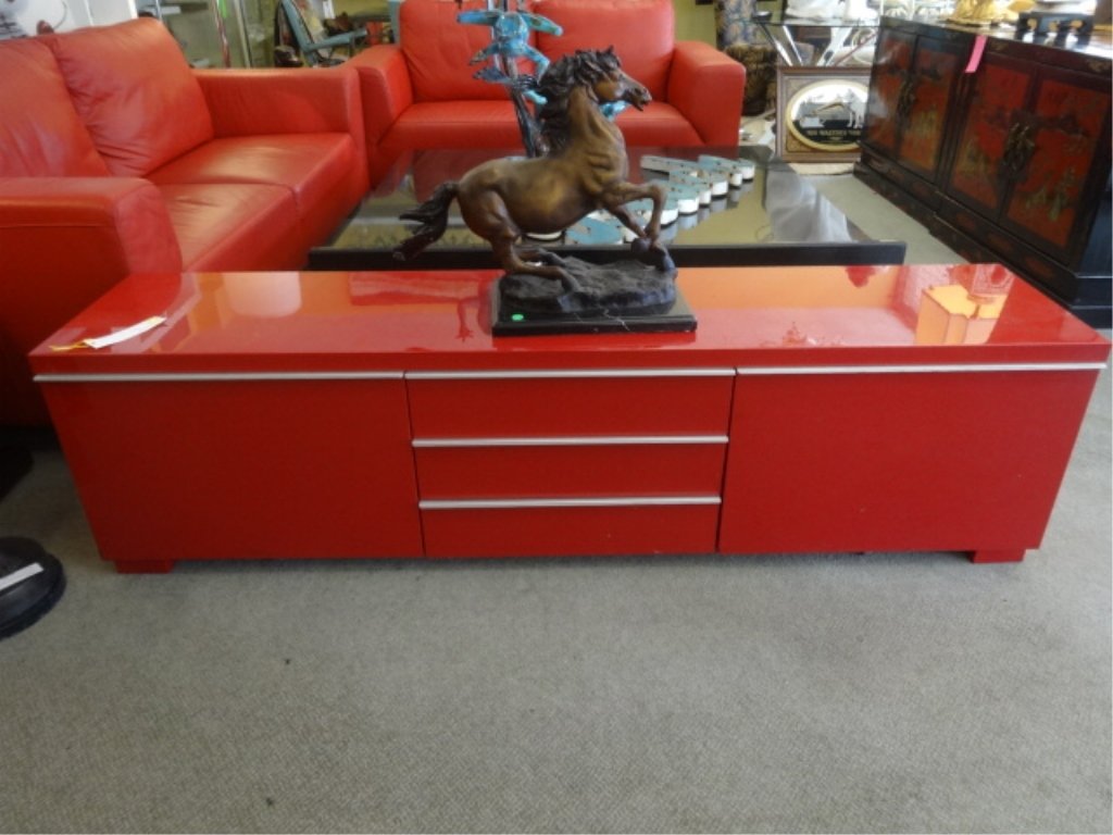 MODERN RED ENTERTAINMENT CONSOLE CABINET, WITH 2 (1 of 5)