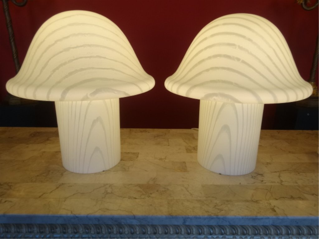 PAIR PEILL PUTZLER GLASS MUSHROOM LAMPS, CIRCA 1960's, (1 of 10)