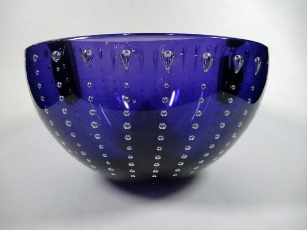 LEON APPLEBAUM SIGNED ART GLASS BOWL, CONTROLLED (1 of 8)