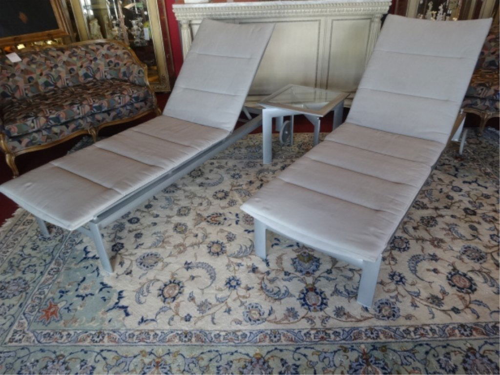 3 PC BROWN JORDAN PATIO LOUNGE CHAIRS AND TABLE, WITH (1 of 7)