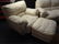 3 PC LEATHER SOFA, CHAIR, AND OTTOMAN, OFF WHITE - 4