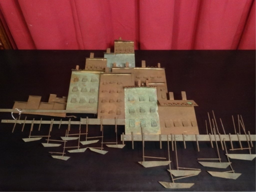 MID CENTURY CURTIS JERE COPPER WALL SCULPTURE SEASIDE (1 of 7)