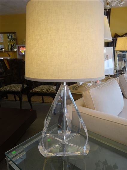1970's LUCITE LAMP, 4 TEARDROP SHAPE PANELS ON (1 of 4)
