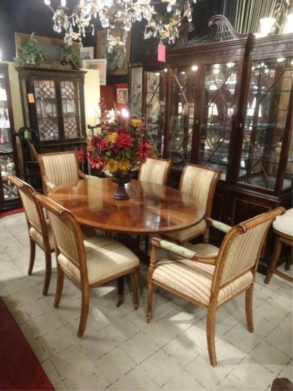 7 PC REGENCY STYLE MAHOGANY OVAL DINING TABLE WITH 6 (1 of 10)