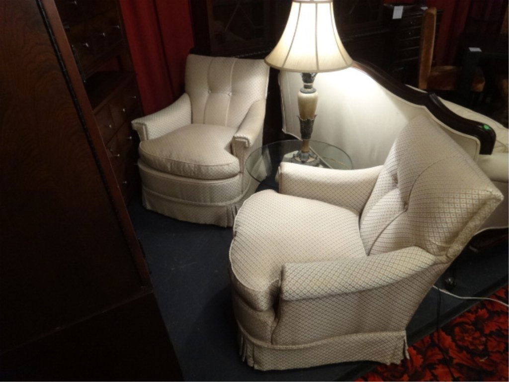 PAIR MEYER GUNTHER MARTINI ARMCHAIRS, SKIRTED BASES, (1 of 7)