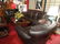 4 PC LEATHER SOFA, 2 CHAIRS & OTTOMAN, DARK BROWN - 2