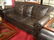 4 PC LEATHER SOFA, 2 CHAIRS & OTTOMAN, DARK BROWN - 3