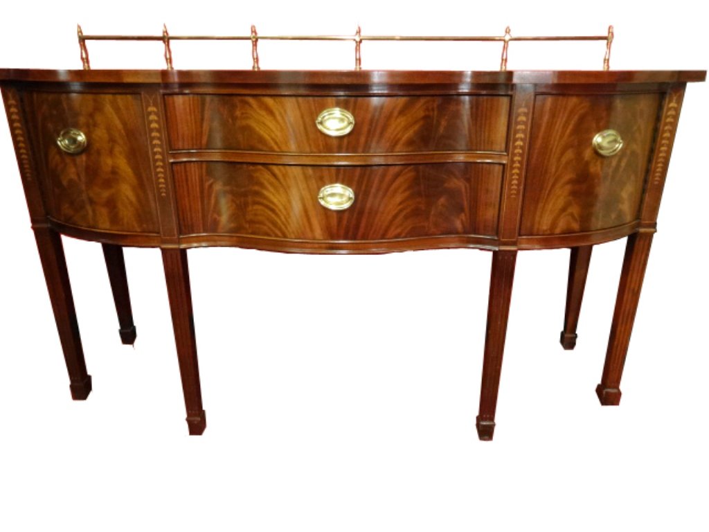 THOMASVILLE MAHOGANY CHIPPENDALE SIDEBOARD, BRASS RAIL (1 of 7)