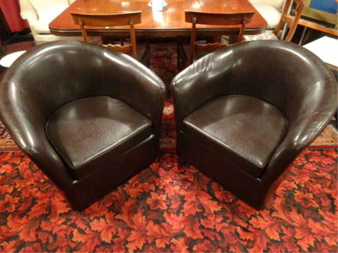 PAIR SWIVEL TUB CHAIRS, DARK CHOCOLATE BROWN Nov 24, 2015 Wilton