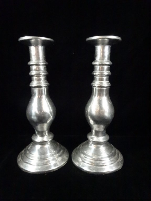 PAIR PEWTER CANDLESTICKS, APPROX 9.25"H, SKU9371.03 (1 of 3)