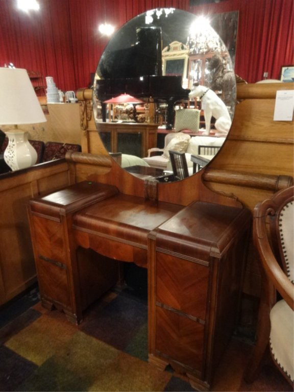 ART DECO VANITY, ROUND MIRROR, CIRCA 1930's, VERY GOOD (1 of 7)