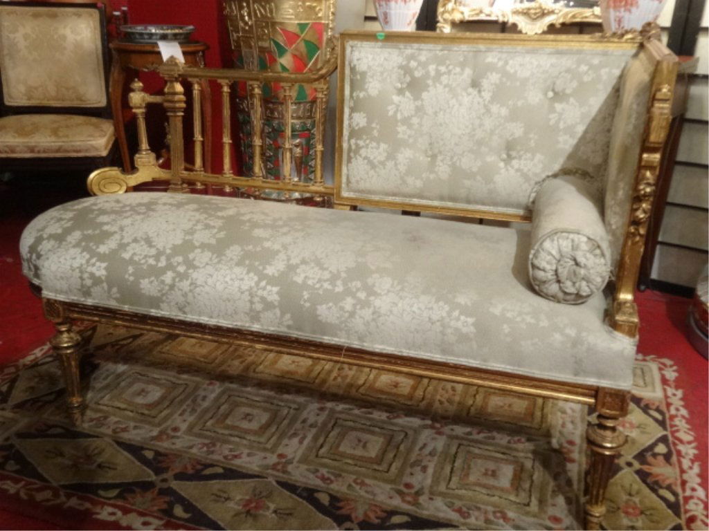 GILT WOOD SINGLE SIDED SETTEE, EARLY 20TH C., GOOD (1 of 7)