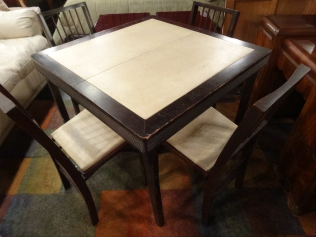 5 PC LOUIS RASTETTER FOLDING GAME TABLE, 4 FOLDING (1 of 5)