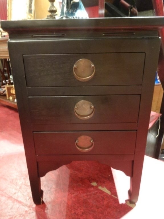 ASIAN STYLE 3 DRAWER CHEST, BRASS PULLS, APPROX 22"W, (1 of 3)