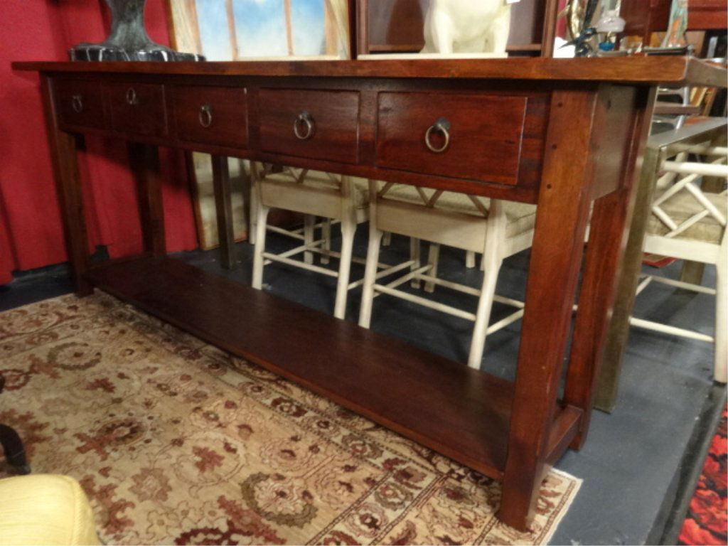 ARDANAS 5 DRAWER WOOD CONSOLE TABLE WITH UNDERTIER, (1 of 7)