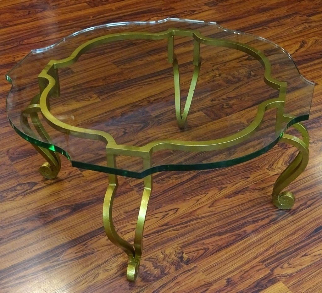 MID 20TH CENTURY COCKTAIL TABLE WITH GOLD PAINTED IRON (1 of 2)