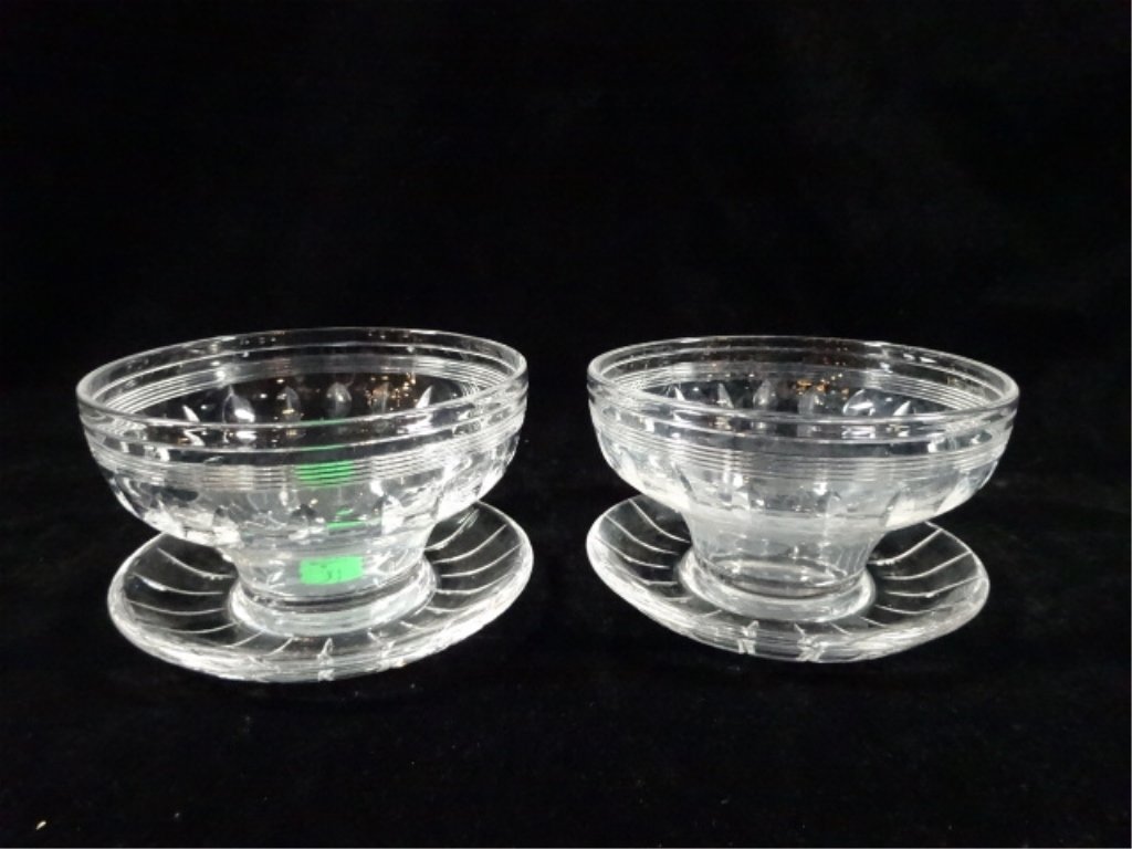 2 PC STUART CRYSTAL SHRIMP COCKTAIL BOWLS, UNMARKED,: 2 PC STUART CRYSTAL SHRIMP COCKTAIL BOWLS, UNMARKED, APPROX 3 5/8" X 4 1/4", SKU383.29