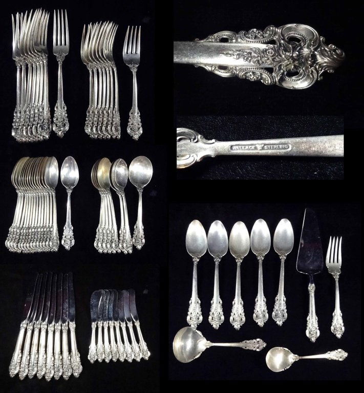 64 PC WALLACE STERLING GRANDE BAROQUE SERVICE FOR 8, (1 of 8)
