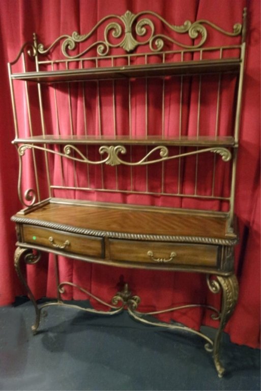 WOOD AND METAL BAKER'S RACK WITH 2 DRAWERS, 2 UPPER (1 of 6)