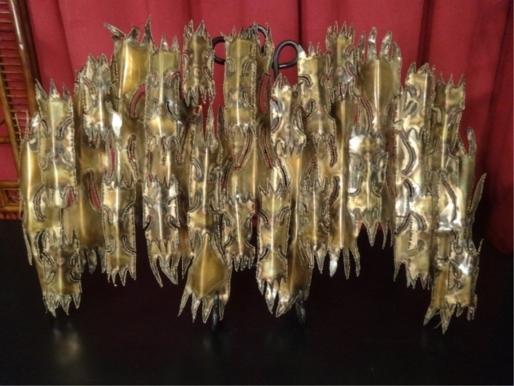 MID CENTURY BRUTALIST COPPER WALL SCULPTURE WITH CANDLE (1 of 4)