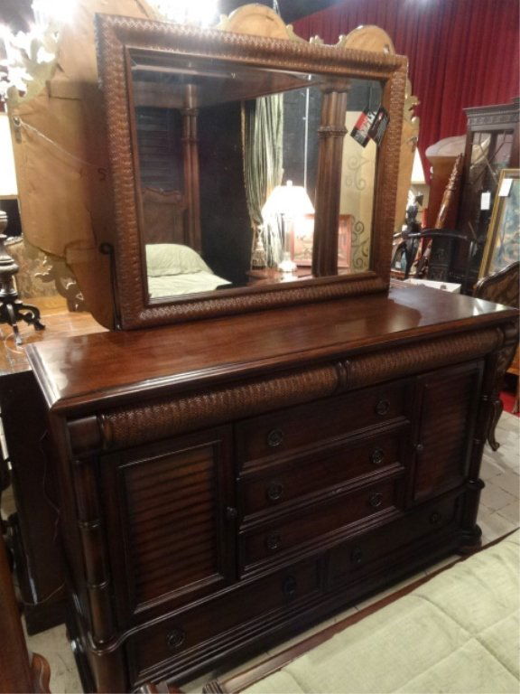 5 PC TROPICAL STYLE BEDROOM SET, INCLUDES DRESSER, (1 of 6)