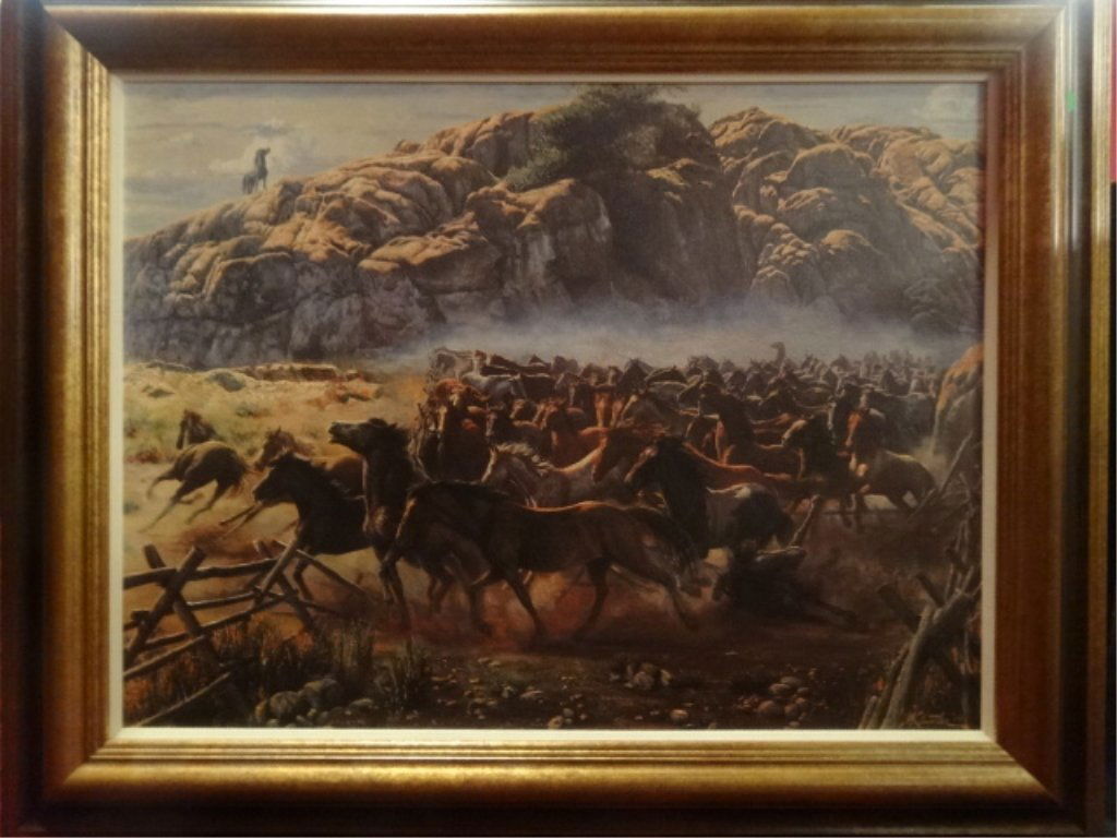 ARTOGRAPH REPRODUCTION MORT KUNTSLER OIL ON CANVAS: ARTOGRAPH REPRODUCTION MORT KUNTSLER OIL ON CANVAS PAINTING, CALL TO FREEDOM, LIMITED EDITION OF 700, EXCELLENT CONDITION, WITH CERTIFICATE OF AUTHENTICITY, FRAMED SIZE 29.5" X 36", IMAGE SIZE 28" X 2