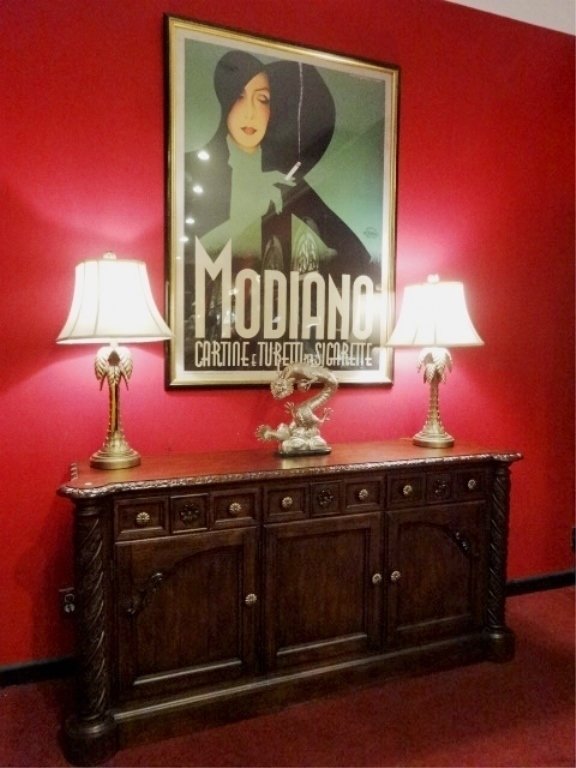 CARVED WOOD BUFFET, DARK FINISH, MATCHING DINING TABLE (1 of 6)