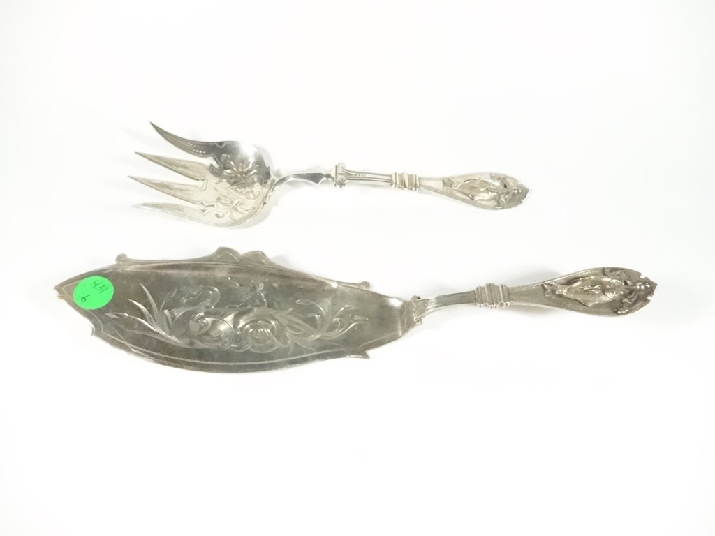 2 PC STERLING SILVER FISH FORK & SERVER, APPROX 12"L, (1 of 7)
