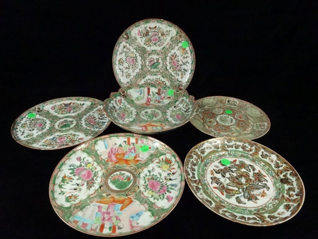 6 PC CHINESE PORCELAIN, ROSE MEDALLION PATTERN,: 6 PC CHINESE PORCELAIN, ROSE MEDALLION PATTERN, INCLUDES BOWL & 5 PLATES, APPROX 9 5/8" DIAMETER