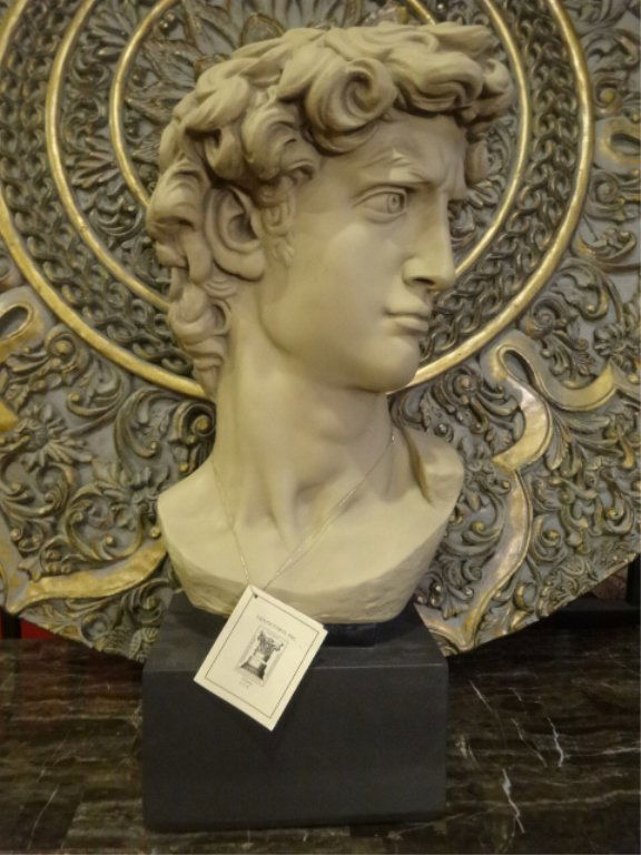 LARGE REPLICA MICHELANGELO'S DAVID BUST, COMPOSITION ON (1 of 6)