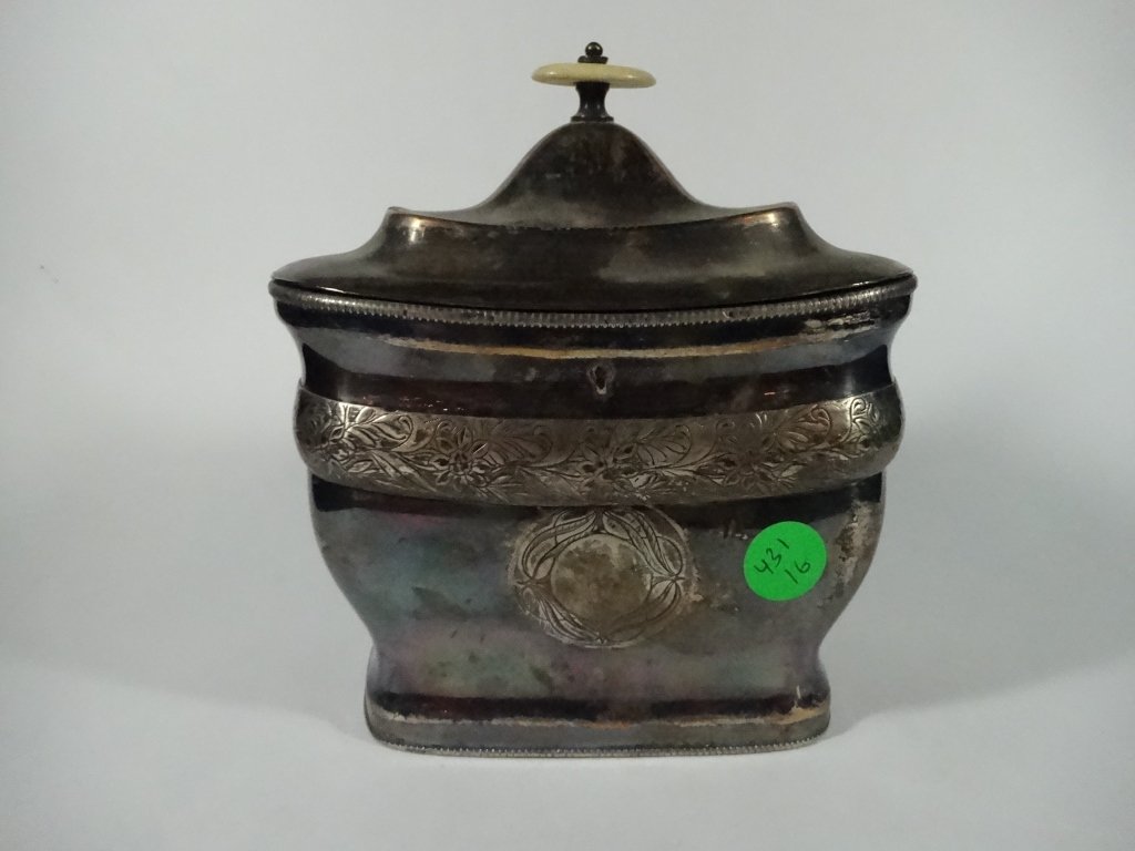 SILVERPLATE TEA CADDY BOX, APPROX 7"H (1 of 6)