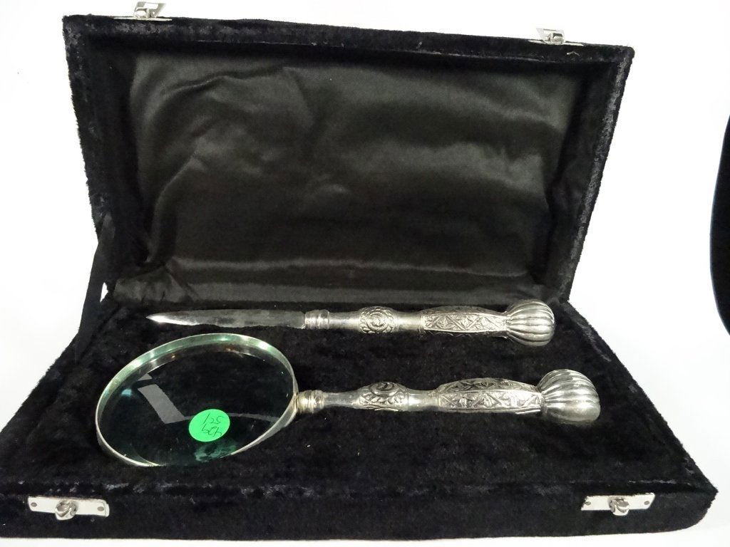 MAGNIFYING GLASS & LETTER OPENER SET, IN ORIGINAL BOX, (1 of 3)