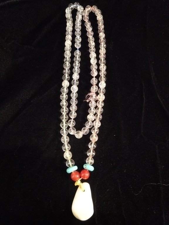CLEAR ROCK CRYSTAL BEADED NECKLACE WITH PENDANT IN (1 of 6)