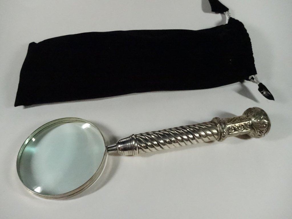 LARGE MAGNIFYING GLASS, APPROX 12.25"L, IN CLOTH BAG (1 of 3)