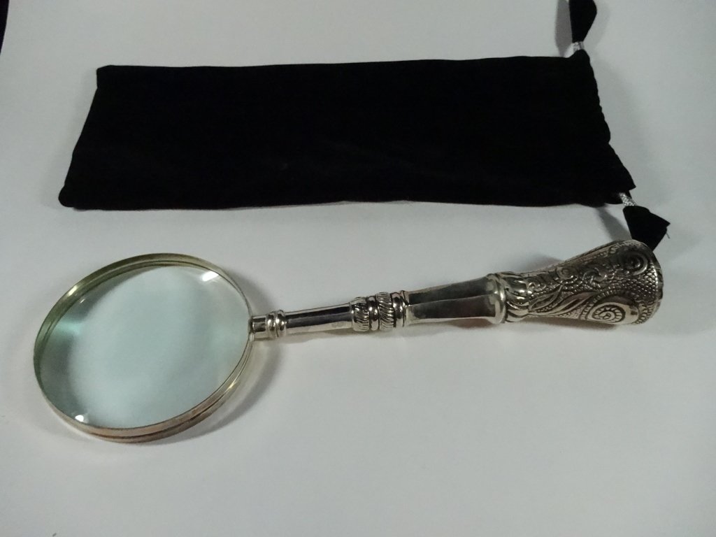 LARGE MAGNIFYING GLASS, APPROX 12"L, IN CLOTH BAG (1 of 4)