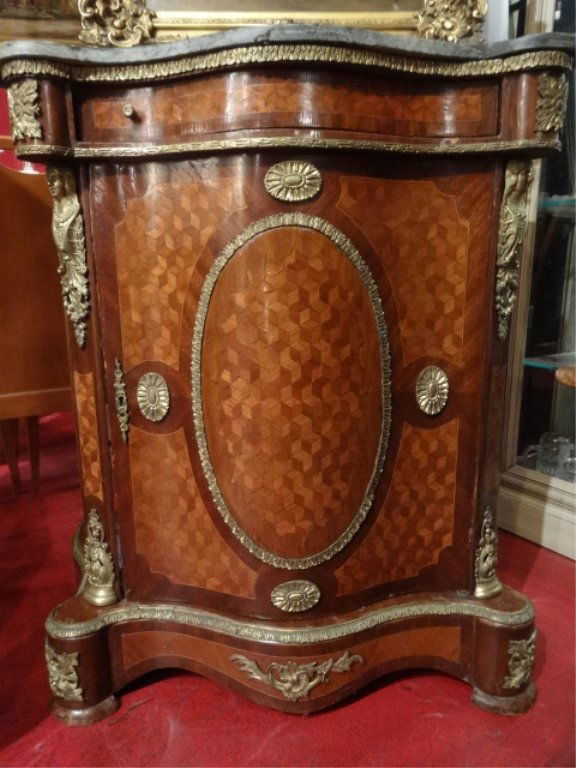 FRENCH EMPIRE STYLE CHEST, BEVELED MARBLE TOP, GILT (1 of 9)