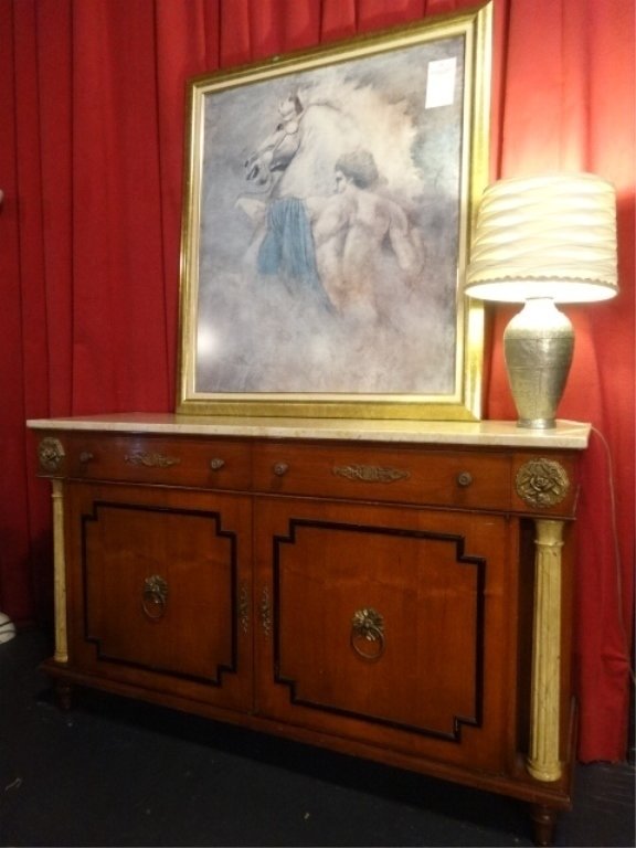 FRENCH EMPIRE STYLE MARBLE TOP SIDEBOARD, EARLY 20TH (1 of 10)