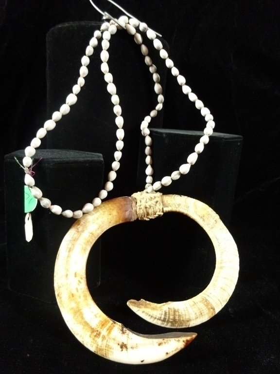 HORN NECKLACE, APPROX 30"L, HORN APPROX 4 1/2" X 5 (1 of 6)