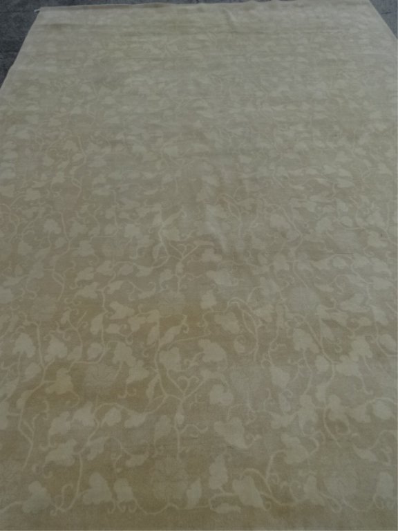 LARGE WOOL CARPET, BEIGE FIELD WITH CREAM FOLIATE (1 of 5)