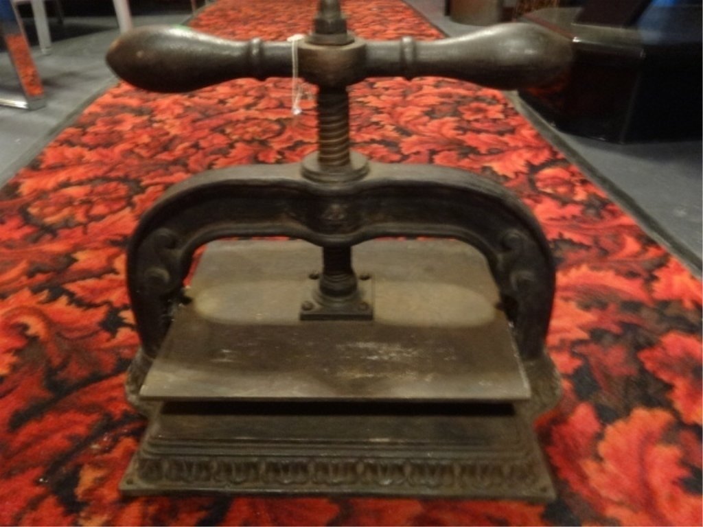 ANTIQUE IRON BOOK PRESS, APPROX 18"W, SKU9355.35 (1 of 3)