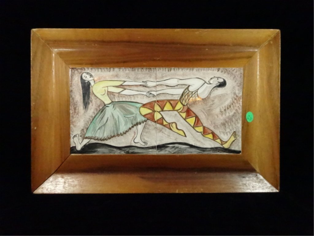 FRAMED TILES, DANCING COUPLE, SIGNED WHEDON, FRAMED (1 of 7)