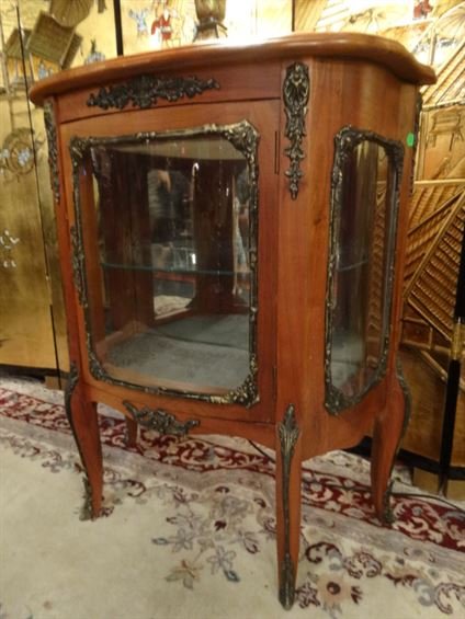 LOUIS XV STYLE VITRINE TABLE, GILT BRONZE ORMOLU, (1 of 7)