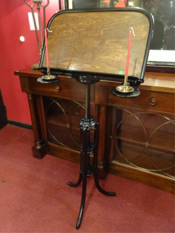 ANTIQUE BENTWOOD MUSIC STAND WITH 2 BRASS CANDLE (1 of 7)